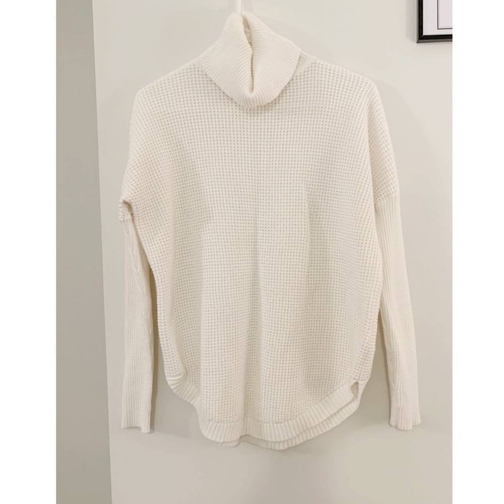 Michael Kors White Waffle Knit Turtleneck